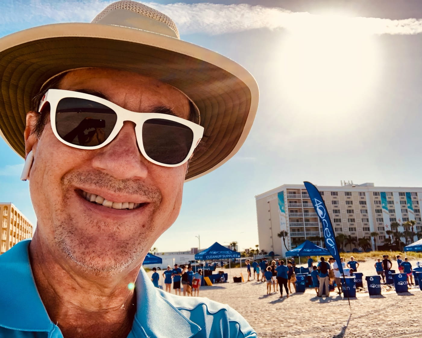 George Bernardich at a beach cleanup